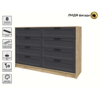 Kомод Тренд КТ-К157 (Дуб золотой ЛДСП/ Пепел ЛМДФ) Ш1565 В1020 Г451